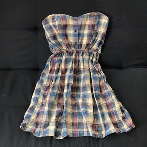 Delia’s Sz L strapless sweetheart plaid mini dress